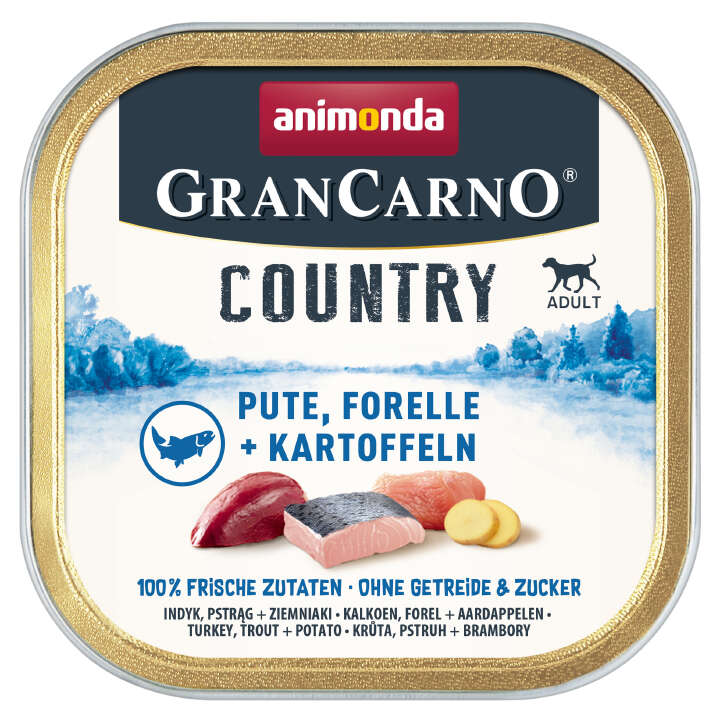 animonda Hunde-Nassfutter GranCarno Country Adult Pute + Forelle + Kartoffel